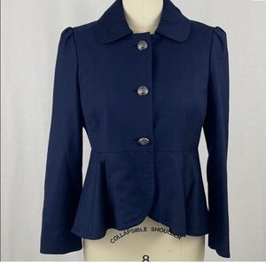 Juicy Couture Wool Navy Ruffle Blazer Jacket